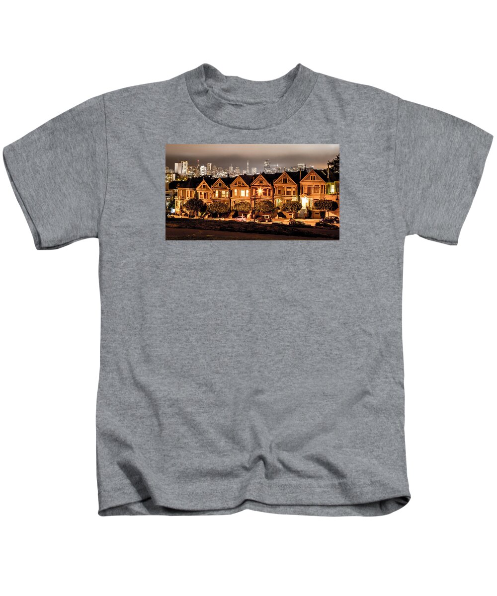 San Francisco Kids T-Shirt featuring the photograph Painted Ladies in San Francisco by Lev Kaytsner