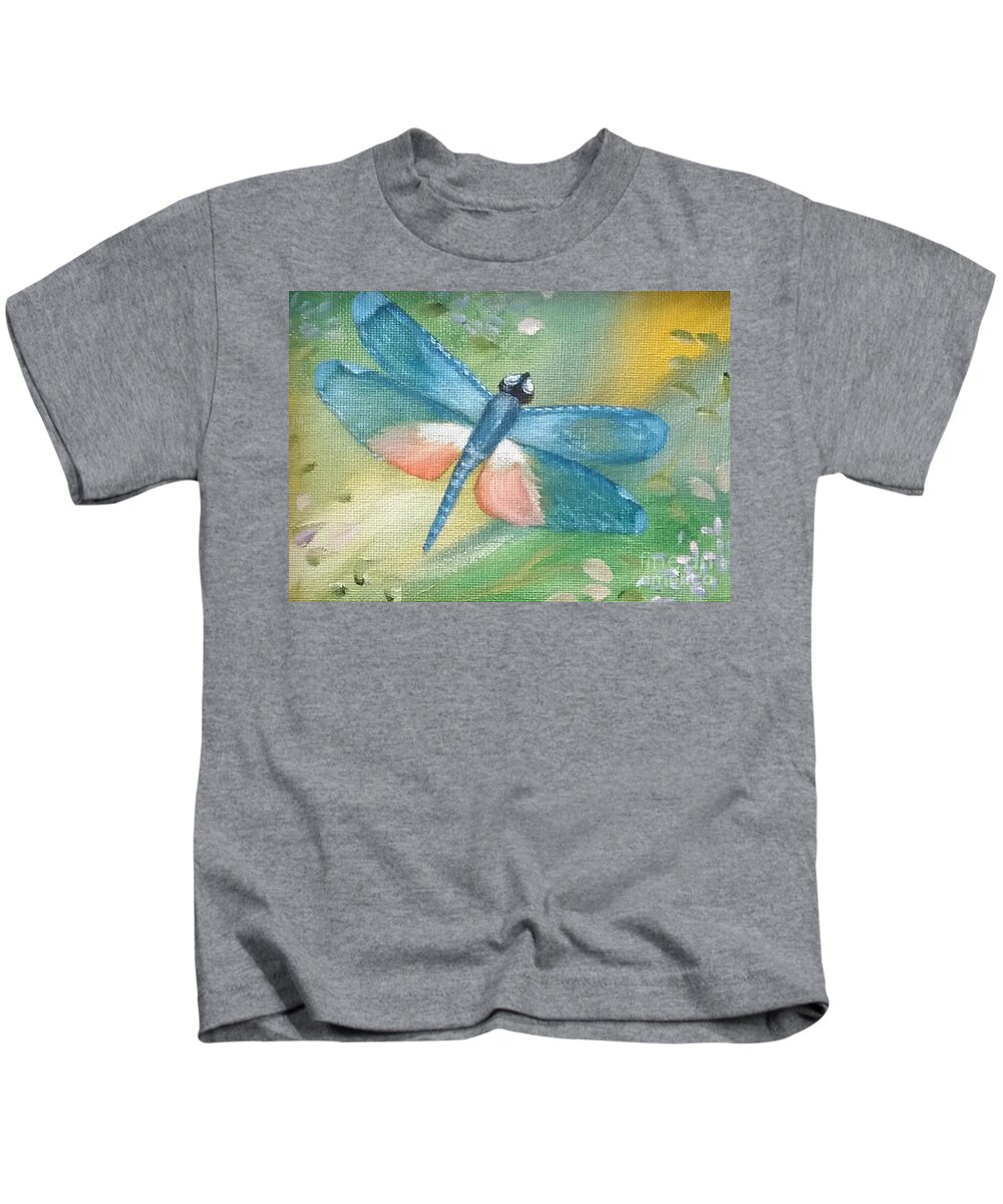 Butterfly Kids T-Shirt featuring the painting Pale Blue Beauty by Peggy Miller