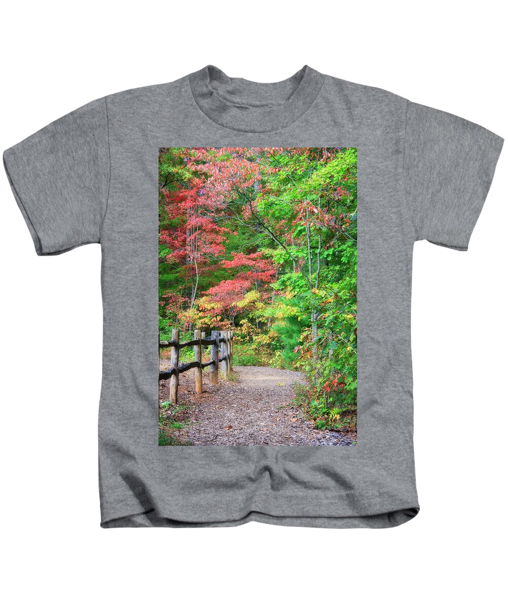 Hiking Trail Kids T-Shirt featuring the photograph Path in the Woods by Jill Lang
