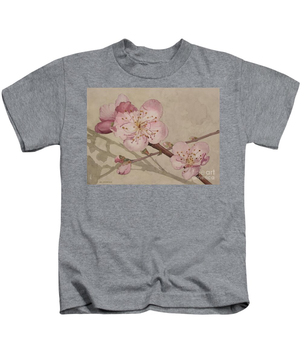 Flowers Kids T-Shirt featuring the painting Peach Blossoms by Jan Lawnikanis