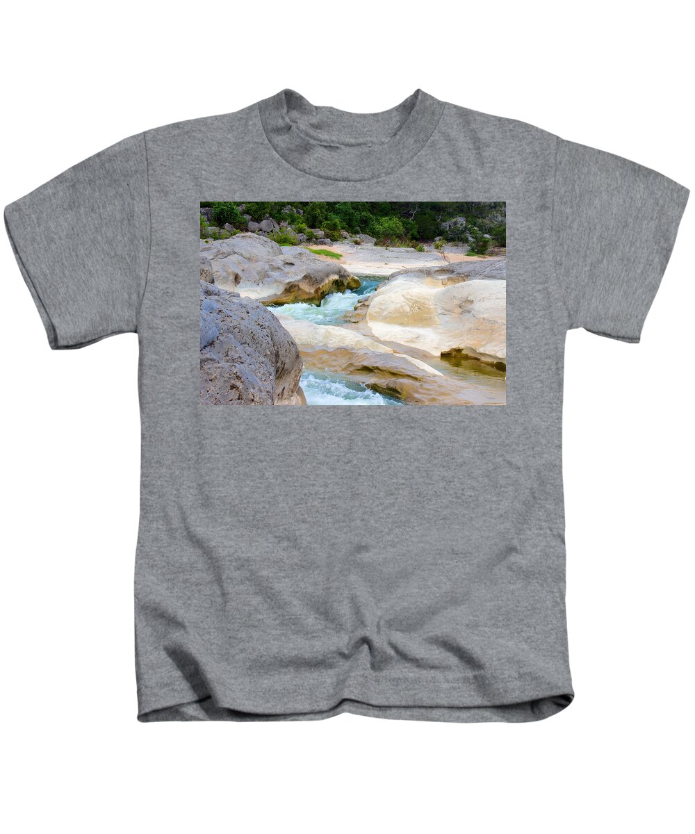 James Smullins Kids T-Shirt featuring the photograph Pedernales falls by James Smullins
