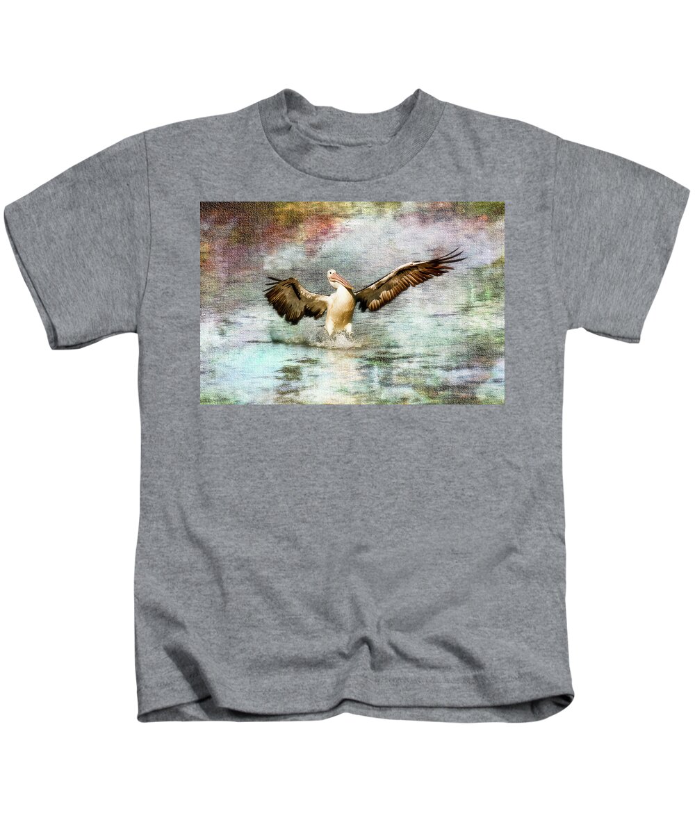 Pelicans Kids T-Shirt featuring the photograph Pelican art 00174 by Kevin Chippindall