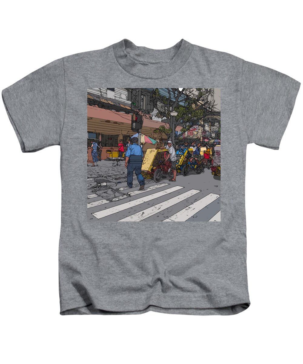 Philippines Kids T-Shirt featuring the painting Philippines 906 Crosswalk by Rolf Bertram