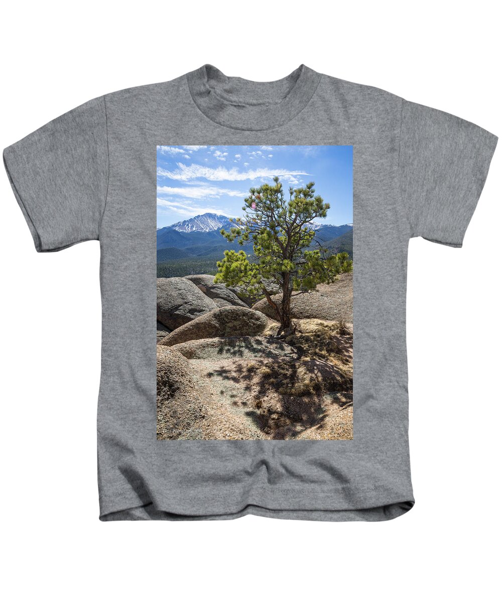 Pikes Peak Kids T-Shirt featuring the photograph Pikes Peak Bristlecone by Tim Newton