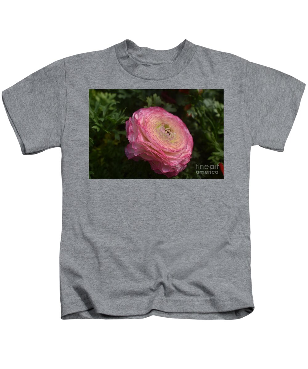 Pink Kids T-Shirt featuring the digital art Pink Ranunculus by Yenni Harrison