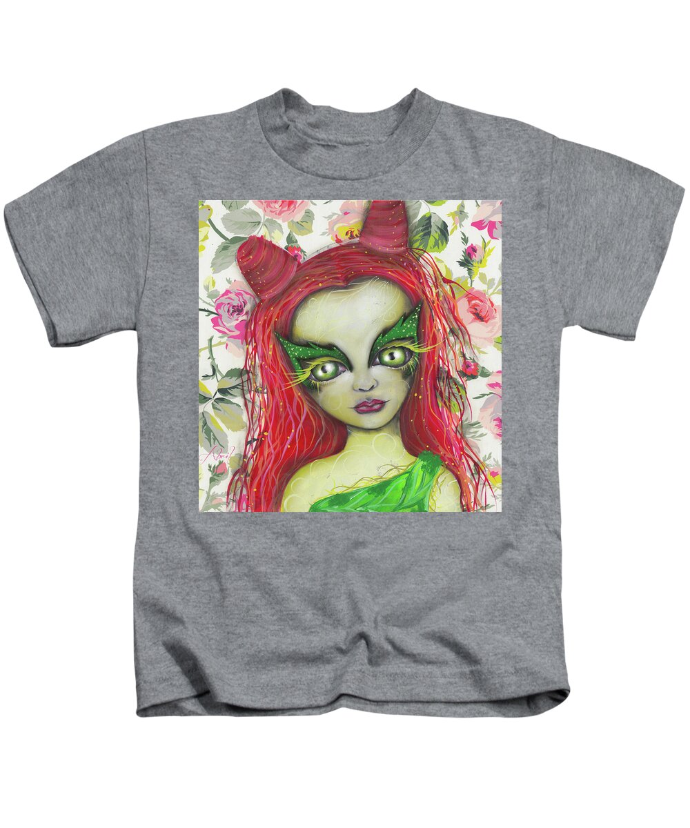 Poison Ivy Kids T-Shirt featuring the painting Poison Ivy by Abril Andrade