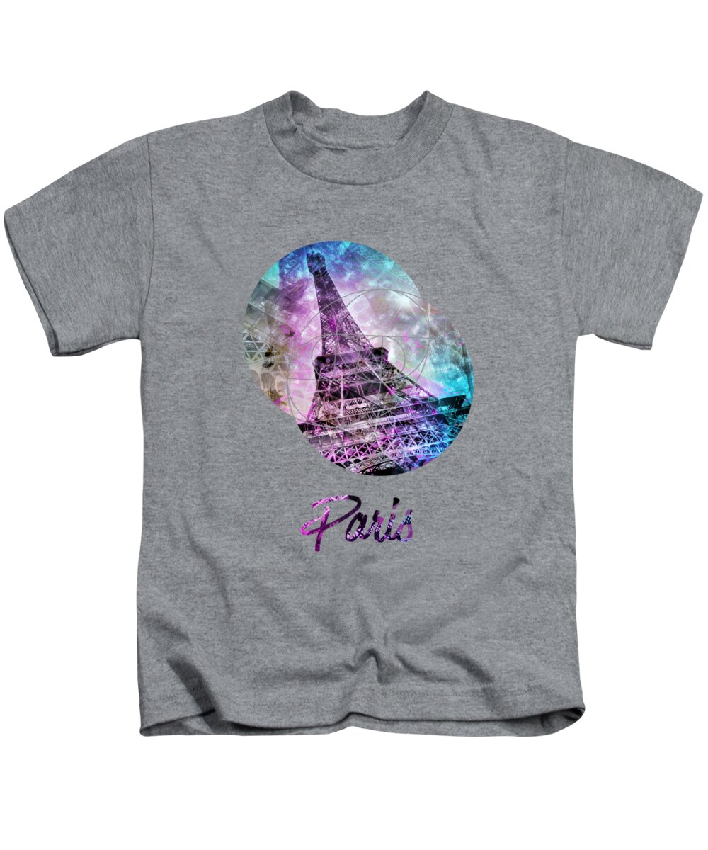 Europe Kids T-Shirt featuring the photograph Pop Art Eiffel Tower Graphic Style by Melanie Viola