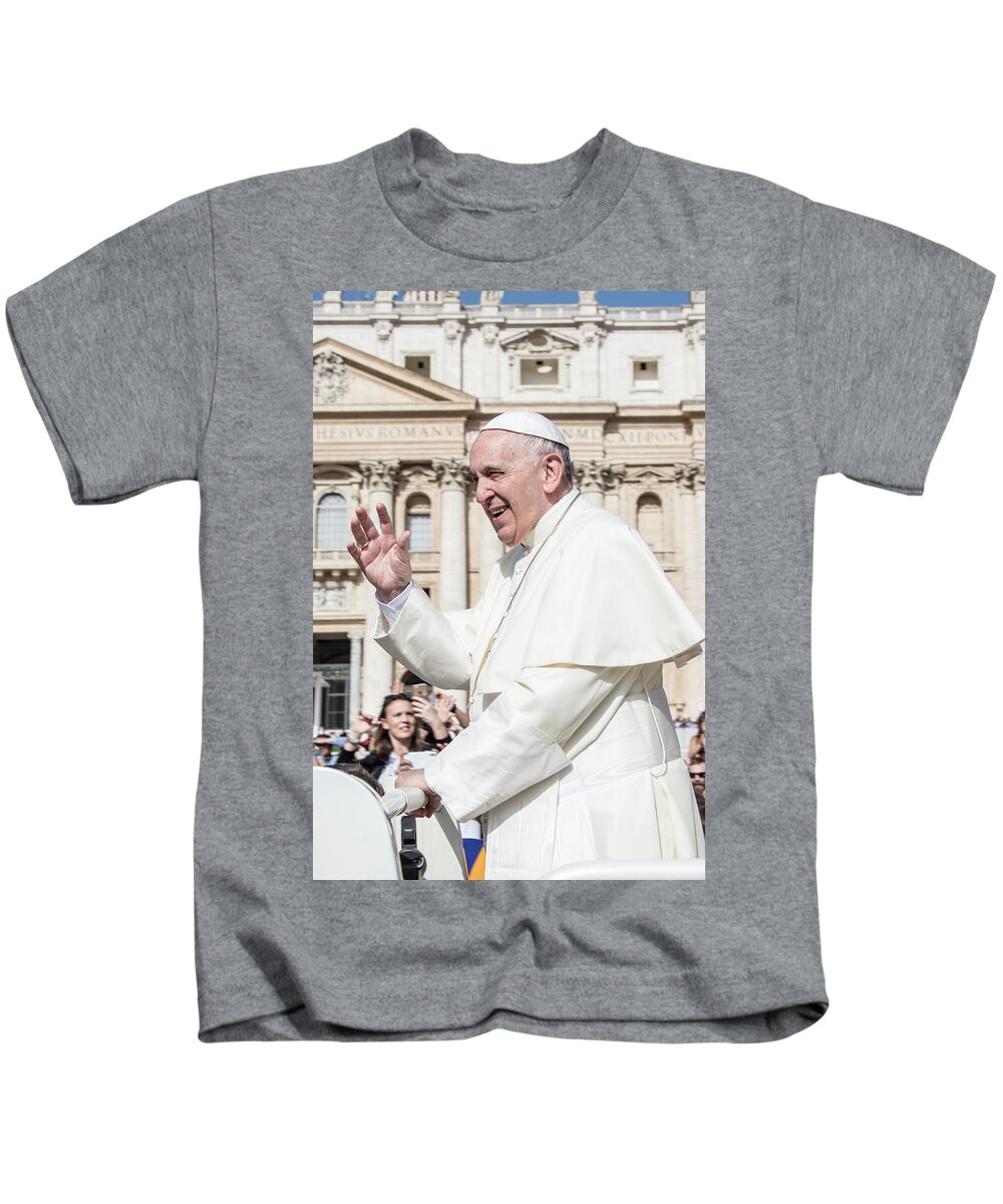 Cathilic Pope Kids T-Shirt featuring the photograph Pope Francis Papal Visit by John McGraw