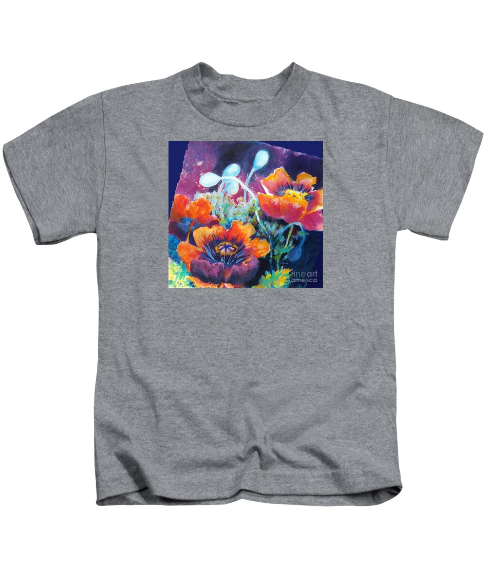 Paintings Kids T-Shirt featuring the painting Poppies 2.2 by Kathy Braud