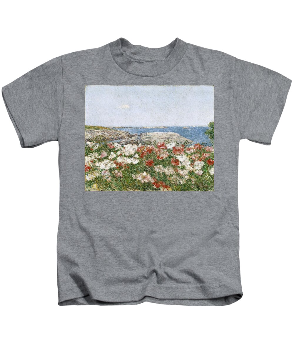 Frederick Childe Hassam (american Kids T-Shirt featuring the painting Poppies on the Isles of Shoals by MotionAge Designs