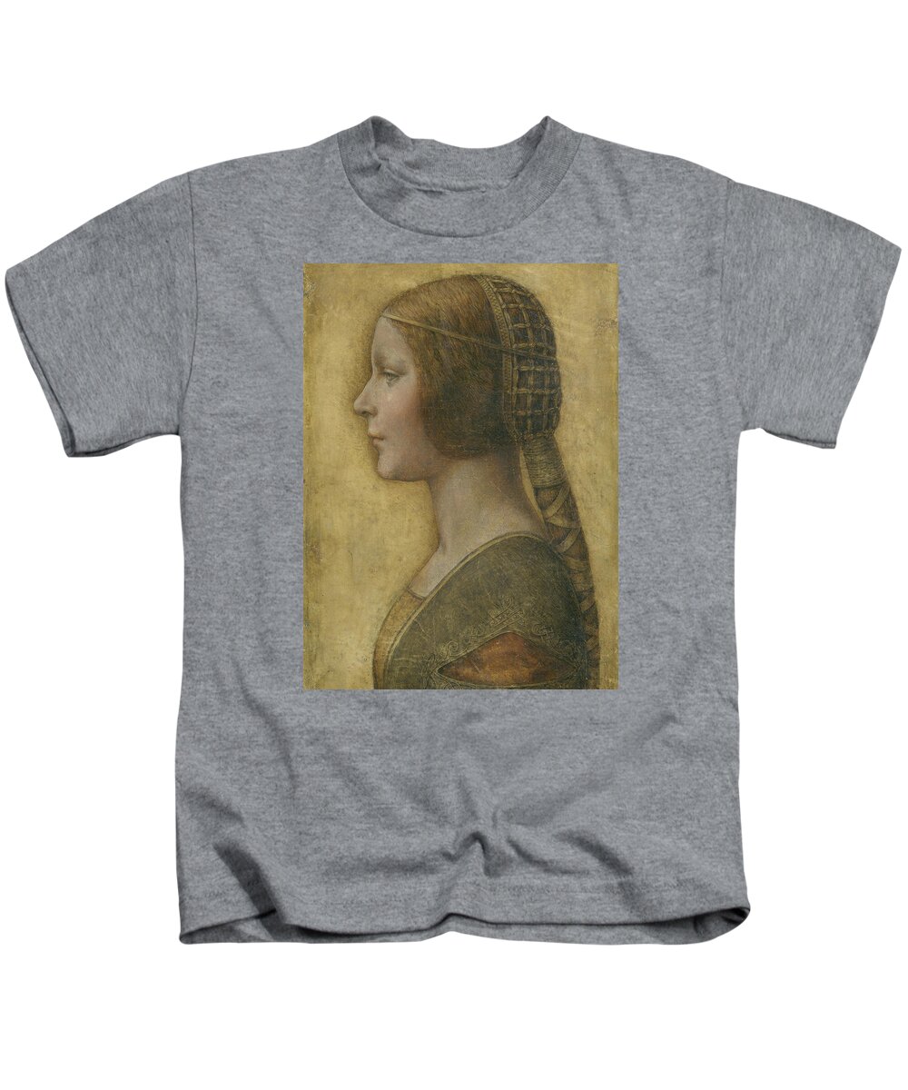 Leonardo Da Vinci Kids T-Shirt featuring the painting Portrait Of A Young Fiancee by Leonardo Da Vinci