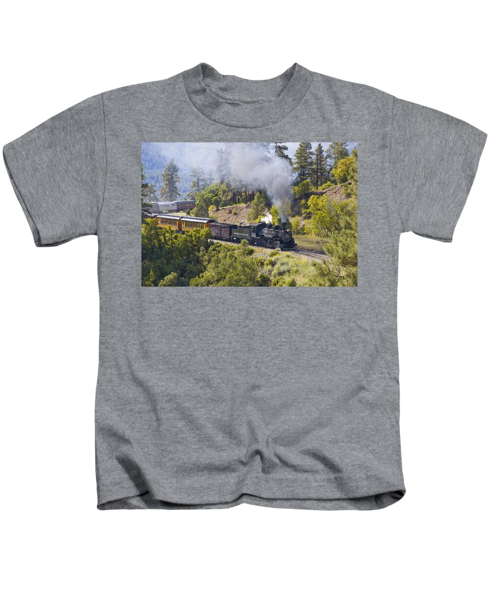 Drgw Kids T-Shirt featuring the photograph Pounding Upgrade by Tim Mulina