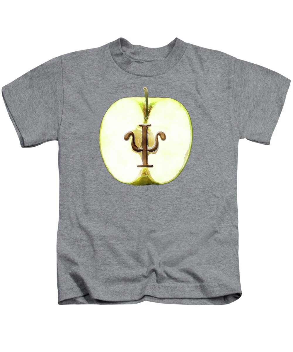 Apple Kids T-Shirt featuring the digital art Psi Apple Heart by Garaga Designs