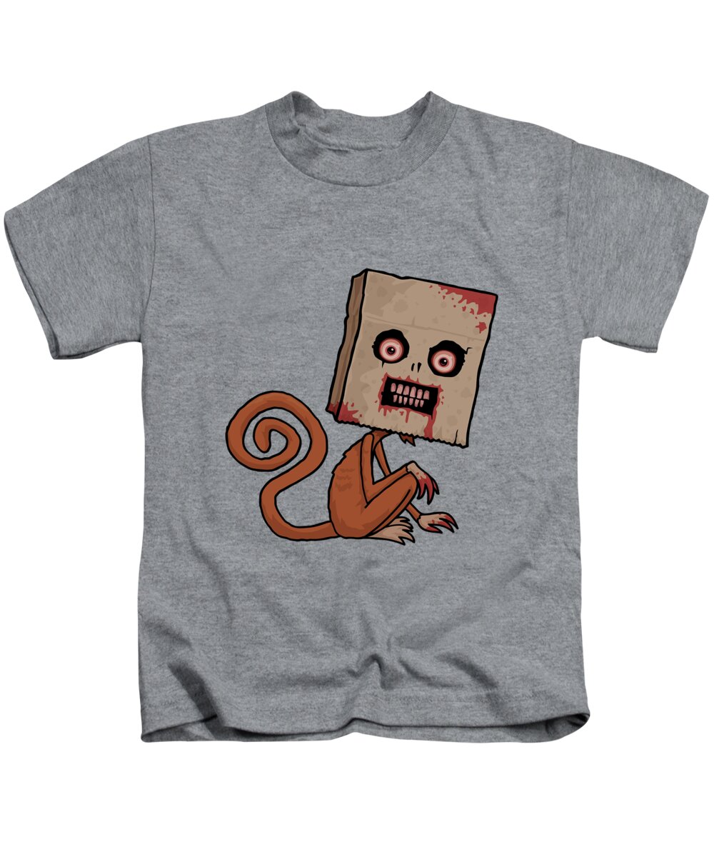 Monkey Kids T-Shirt featuring the digital art Psycho Sack Monkey by John Schwegel