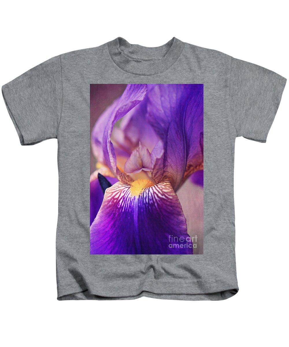 Purple Bearded Iris Kids T-Shirt featuring the photograph Purple Bearded Iris Wall Art by Gwen Gibson