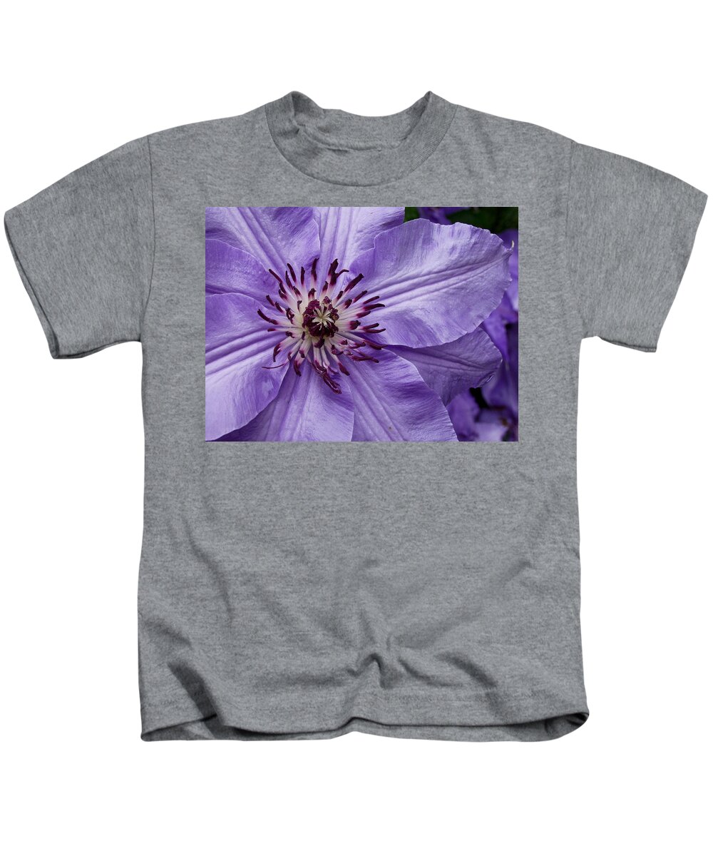 Flowers Kids T-Shirt featuring the photograph Purple Clematis Blossom by Louis Dallara