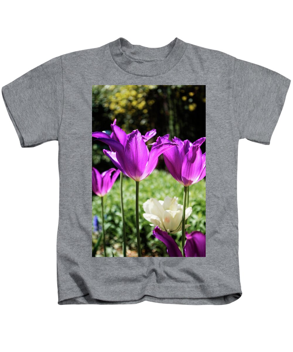 Sharon Popek Kids T-Shirt featuring the photograph Purple Cups by Sharon Popek