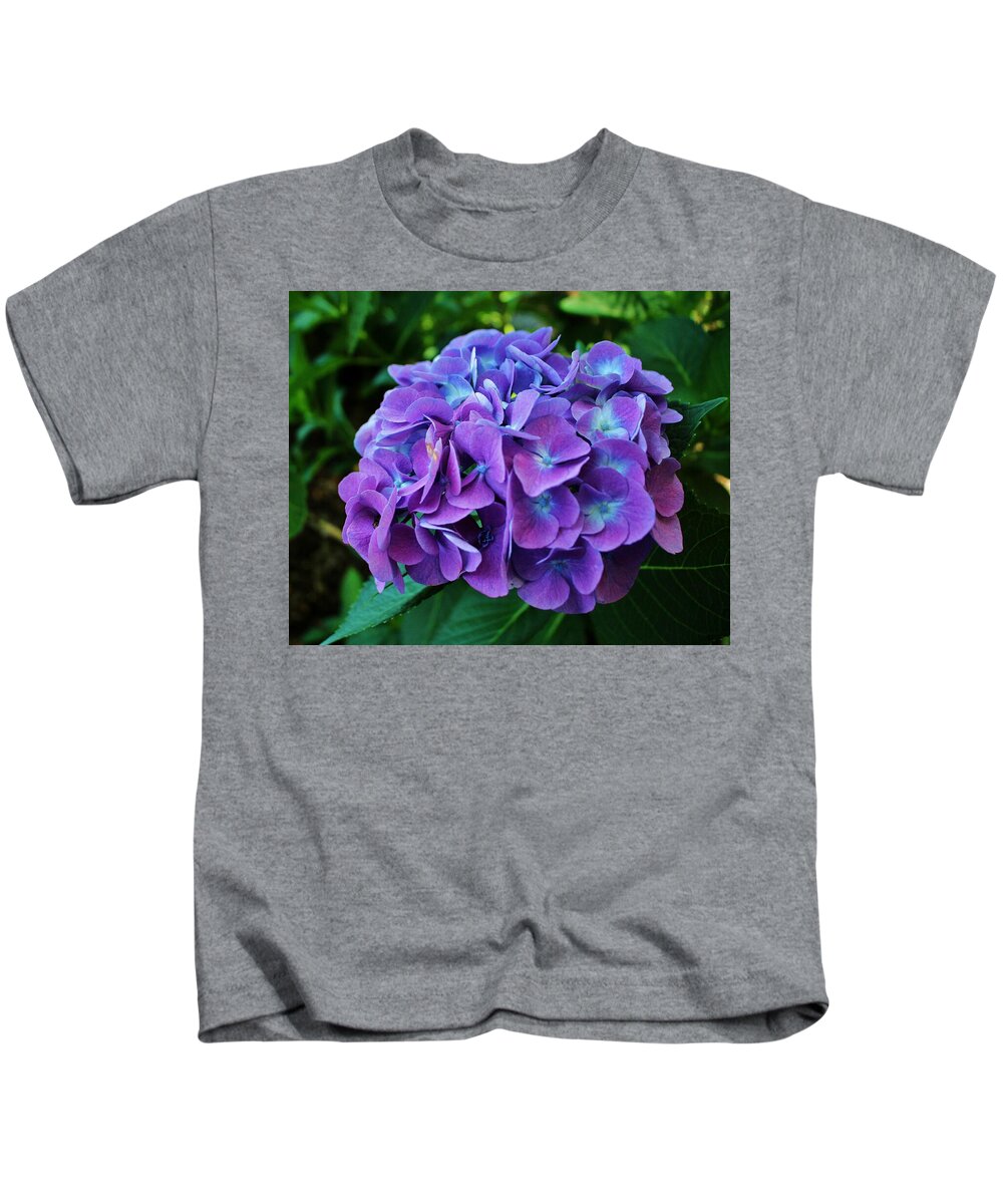 Hydrangea Kids T-Shirt featuring the photograph Purple Hydrangea by Cynthia Guinn