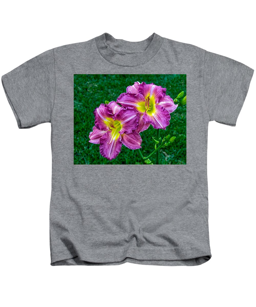 Flowers Kids T-Shirt featuring the photograph Purple Pair by Nathan Little