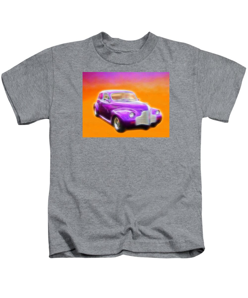 Classic Cars Kids T-Shirt featuring the digital art Purple Shadow Cruiser by Rick Wicker