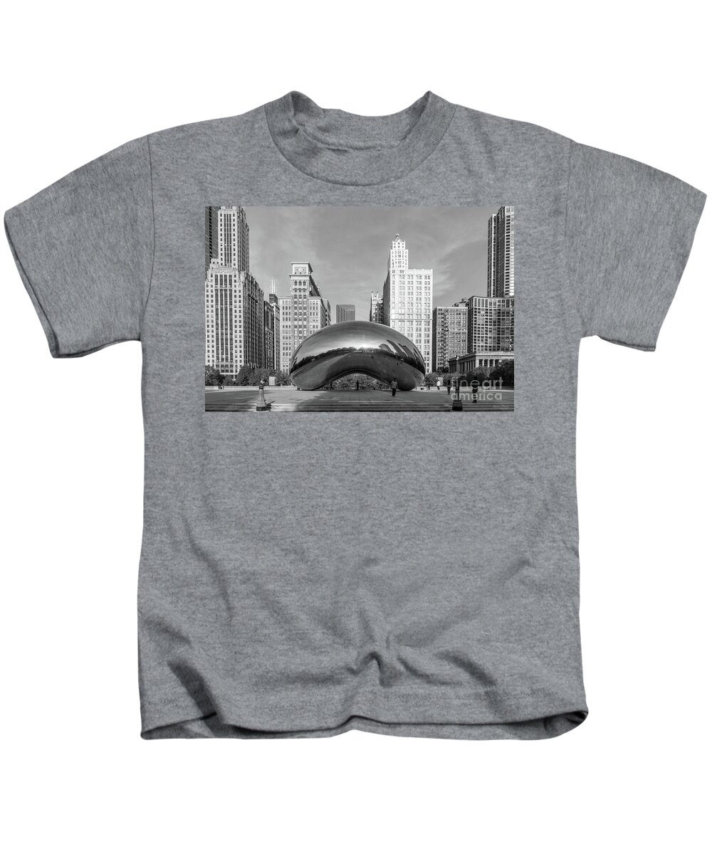 Chicago Kids T-Shirt featuring the photograph Quiet Millennium Morning Grayscale by Jennifer White