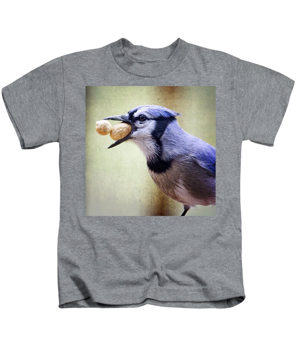 Birds Kids T-Shirt featuring the photograph Rainy Day Blue Jay by Al Mueller
