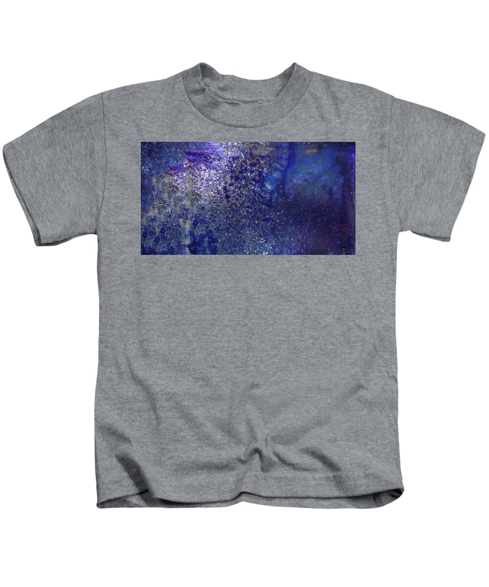 Blue Contemporary Art Kids T-Shirt featuring the painting Rainy Night - Blue Contemporary Abstract Art by Modern Abstract