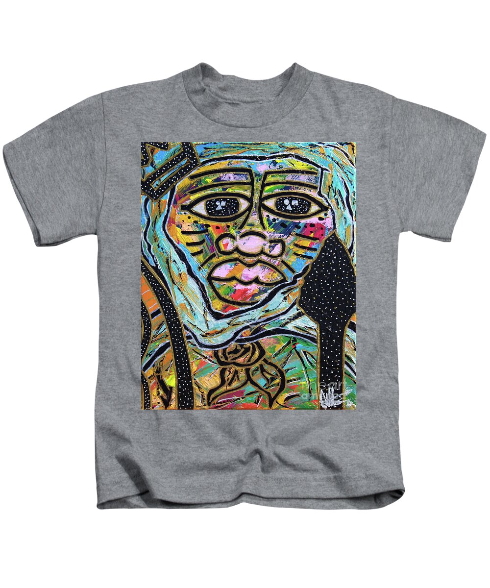  Kids T-Shirt featuring the painting Raise Moor Kings by Odalo Wasikhongo