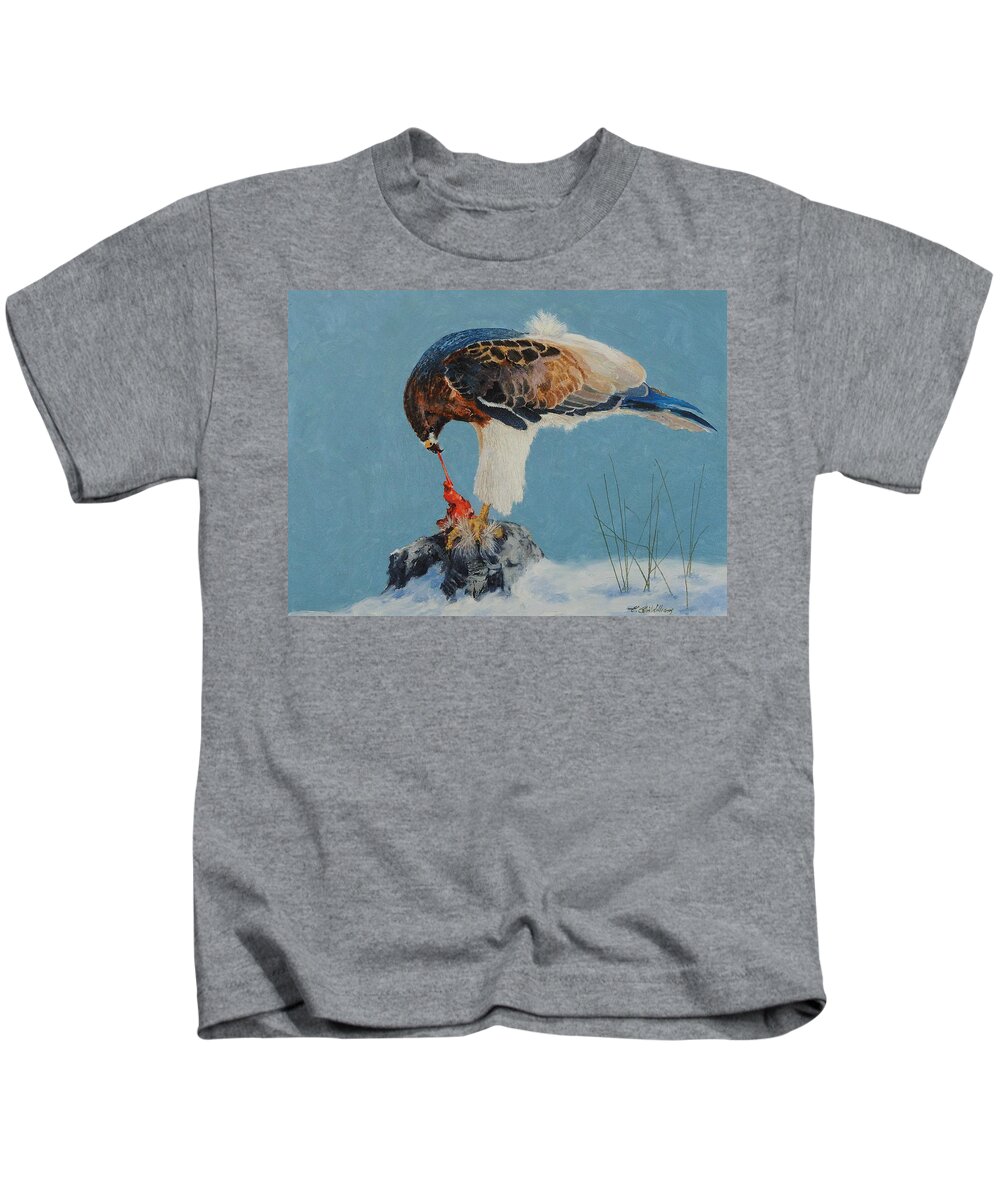 Raptor Kids T-Shirt featuring the painting Raptor by E Colin Williams ARCA