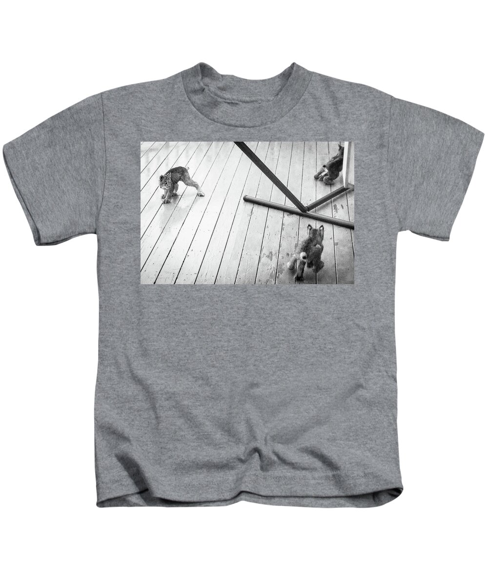 Lynx Kids T-Shirt featuring the photograph Triple Threat by Tim Newton