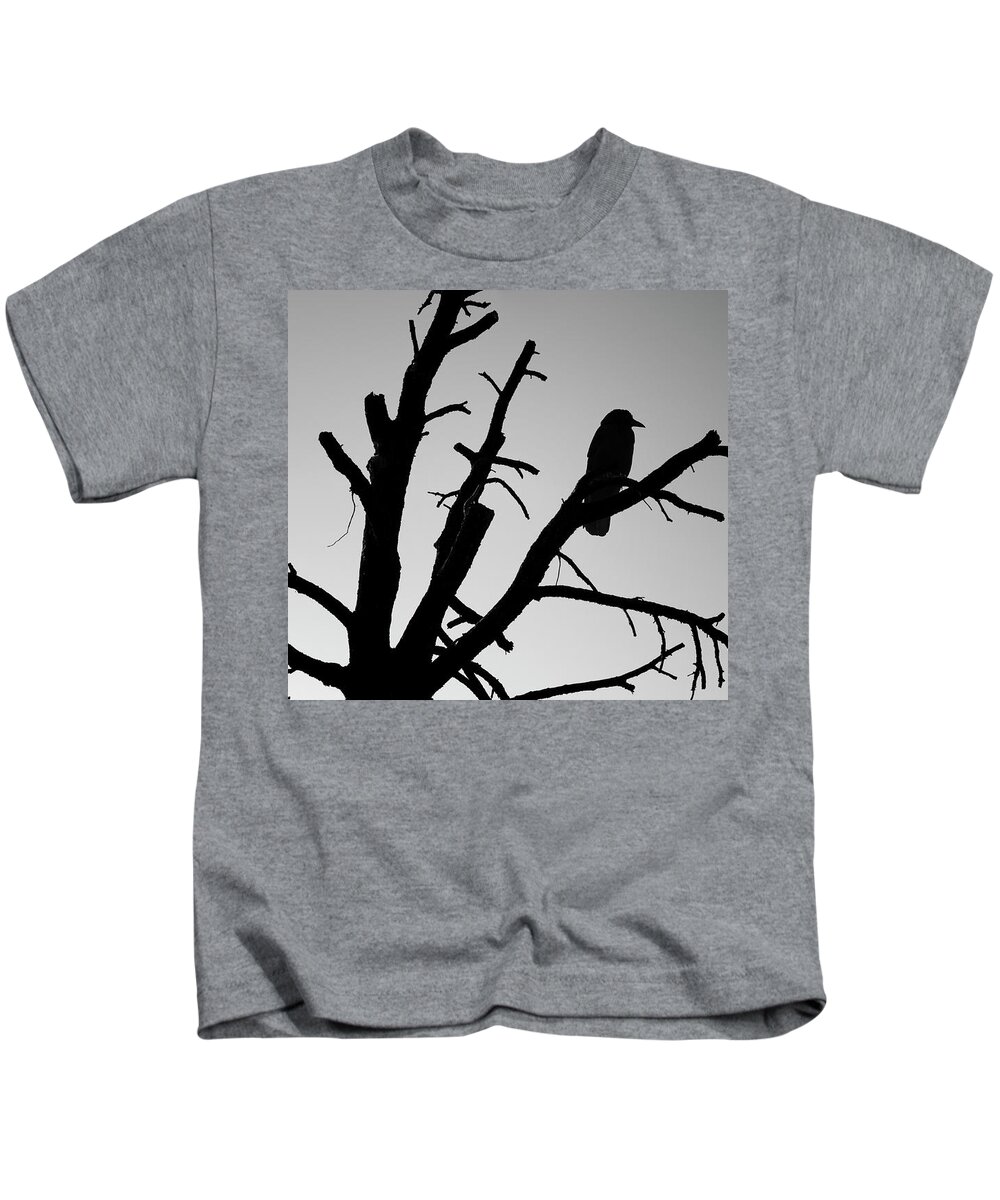 Tree Kids T-Shirt featuring the photograph Raven Tree II BW by David Gordon