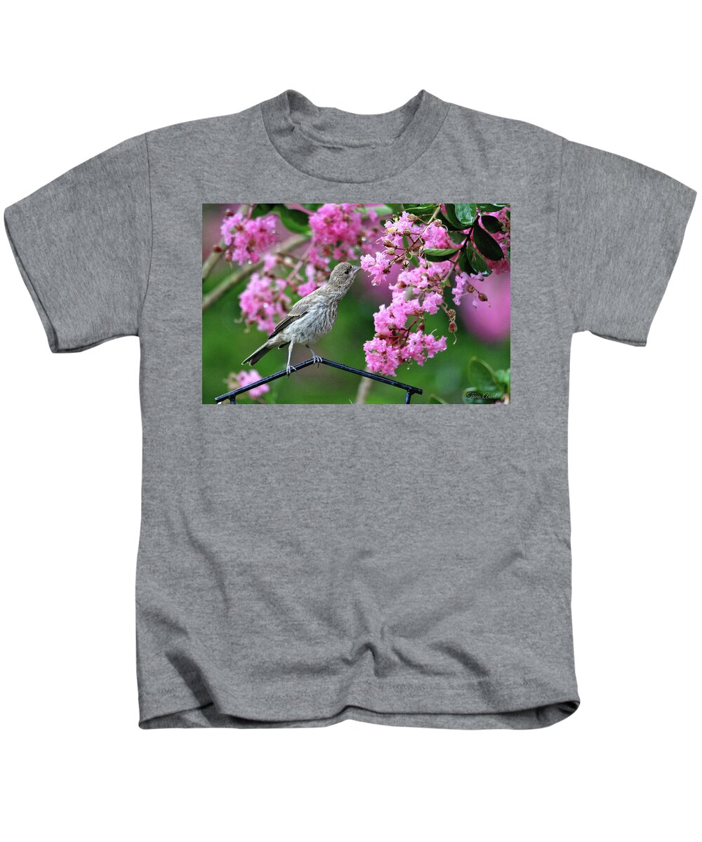 Birds Kids T-Shirt featuring the photograph Reach For It by Trina Ansel