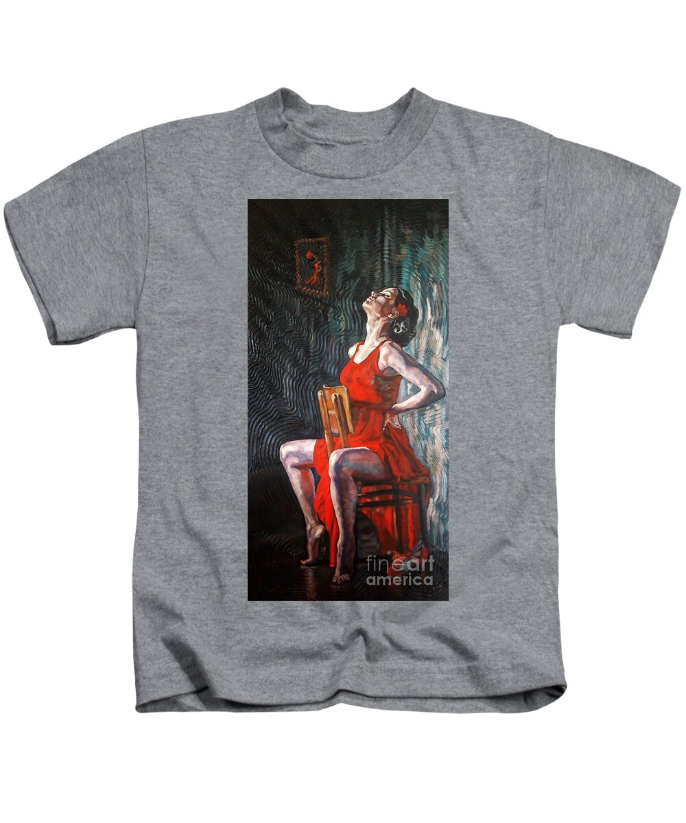 Flamenco Kids T-Shirt featuring the painting Ready the Dance Within by Janet McDonald