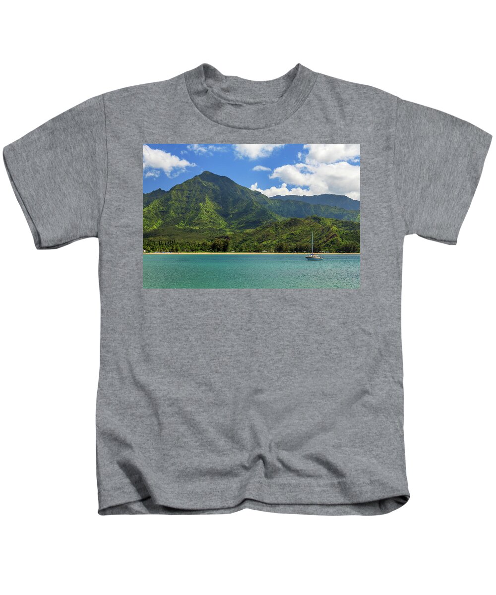 Sailboat Kids T-Shirt featuring the photograph Ready To Sail In Hanalei Bay by James Eddy