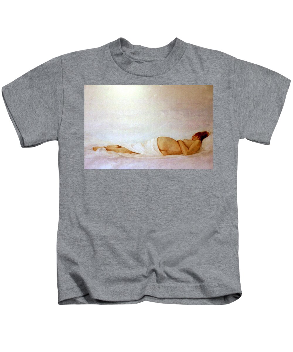 Reclining Nude Kids T-Shirt featuring the painting Reclining Nude 2 by David Ladmore