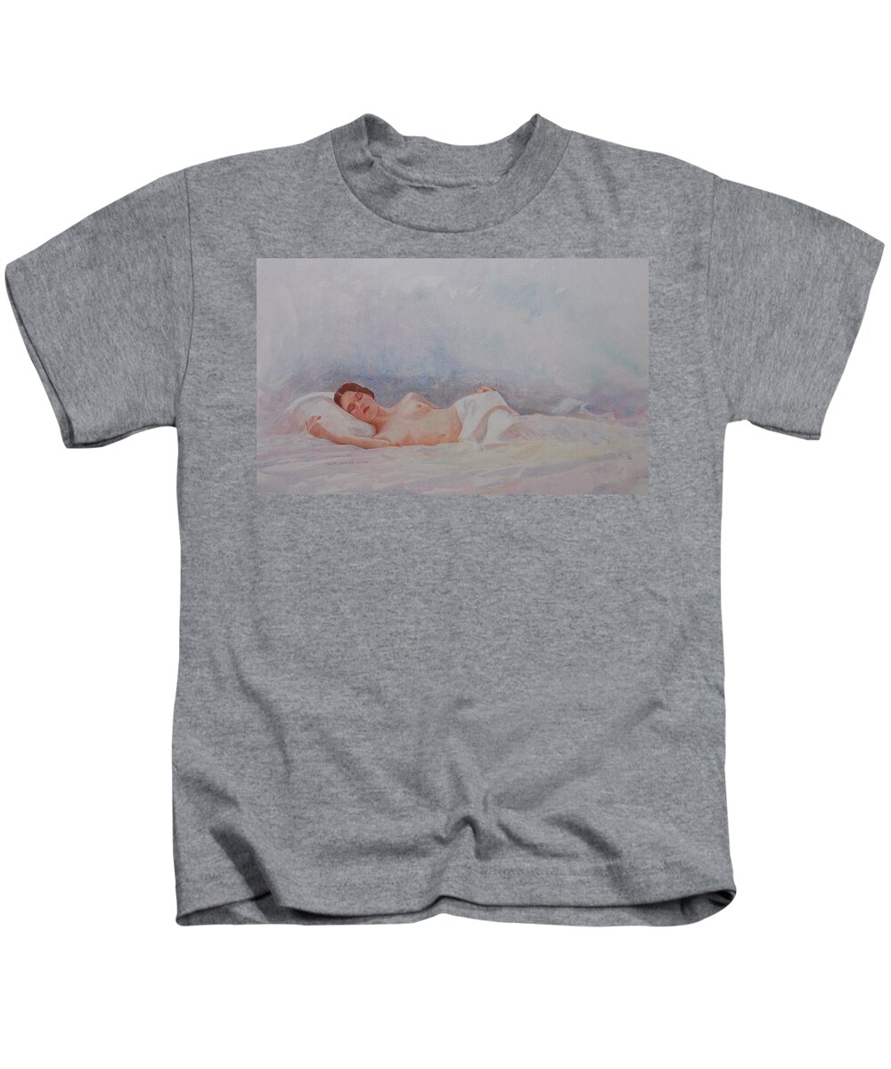Reclining Nude Kids T-Shirt featuring the painting Reclining Nude 3 by David Ladmore