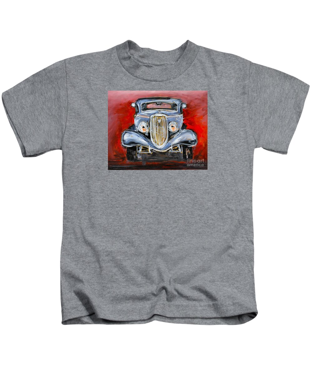 Ford Kids T-Shirt featuring the painting Red Hot Rod by Alan Metzger