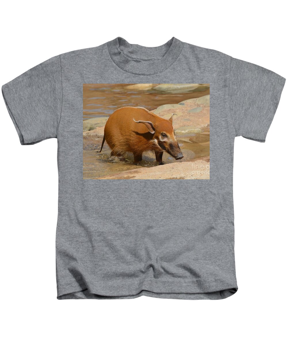 Red River Hog Kids T-Shirt featuring the photograph Red River Hog by Savannah Gibbs
