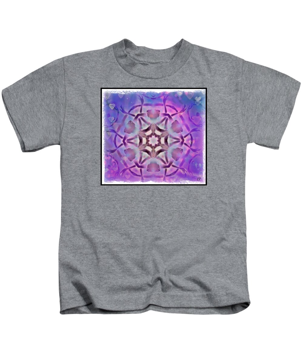 Reiki Infused Healing Kids T-Shirt featuring the digital art Reiki infused Healing Hands mandala by Christine Paris