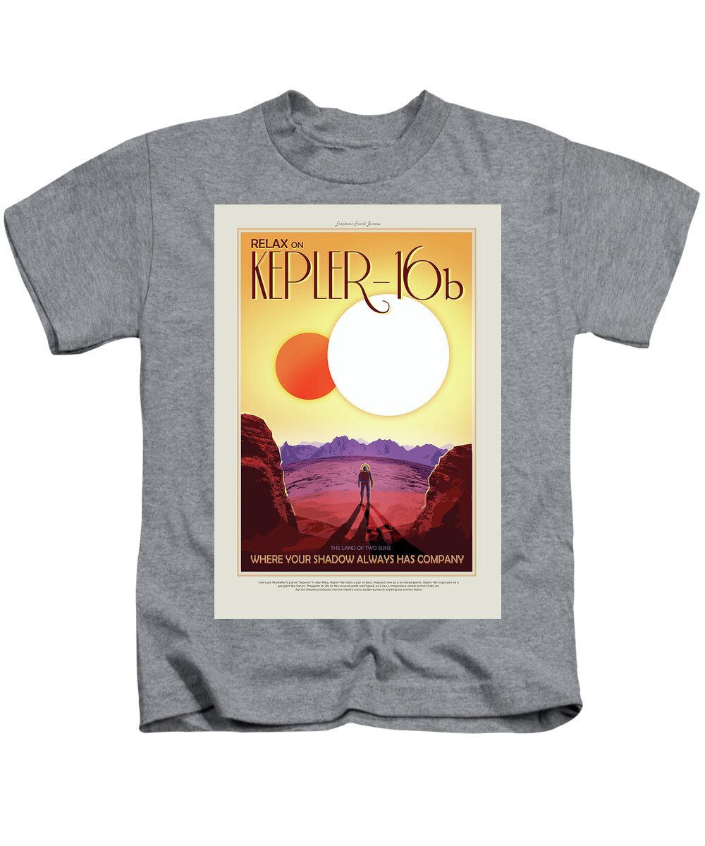 Relax On Kepler - 16b Kids T-Shirt featuring the photograph Relax on Kepler - 16b - Vintage NASA Poster by Mark Kiver