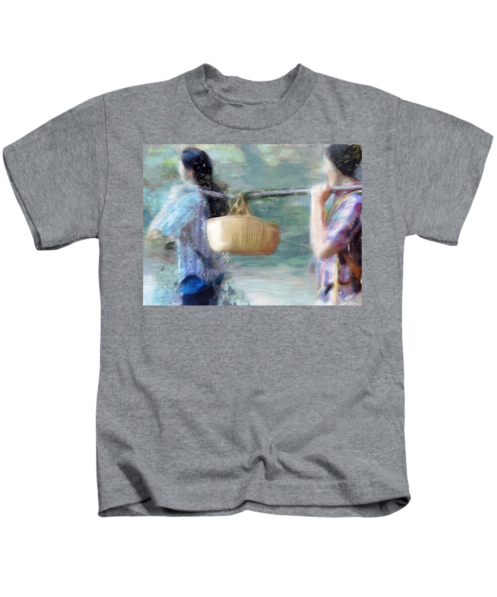 Basket Kids T-Shirt featuring the photograph Returning by Suzy Norris