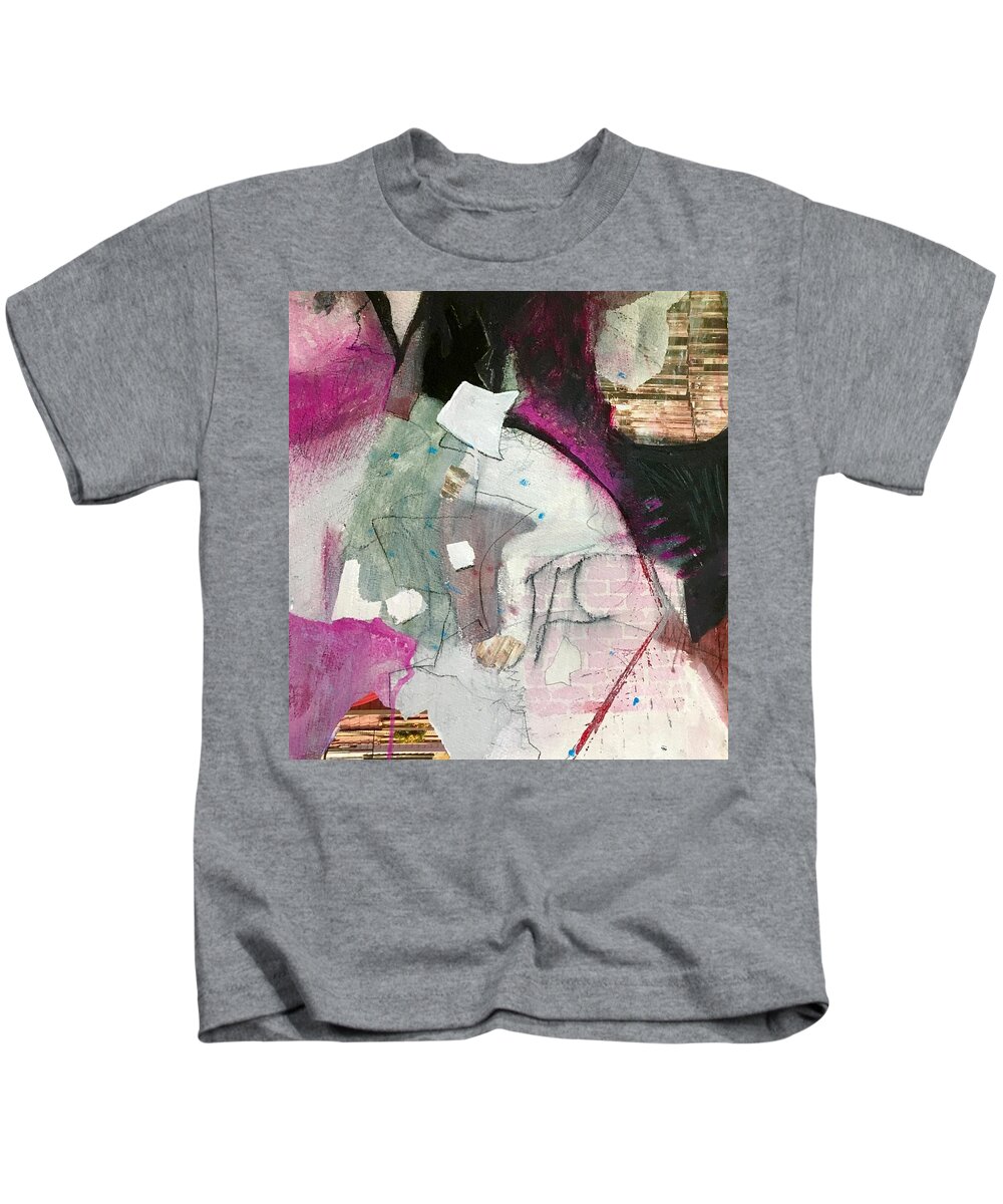 Abstract Kids T-Shirt featuring the painting Riding the Wall by Carole Johnson