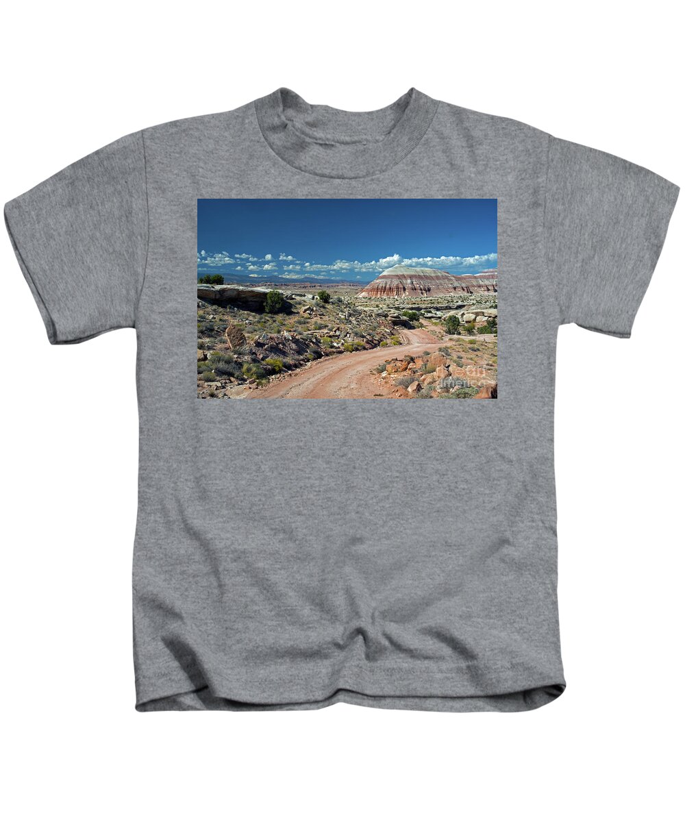 Cathedral Kids T-Shirt featuring the photograph Road to Cathedral Valley by Cindy Murphy - NightVisions
