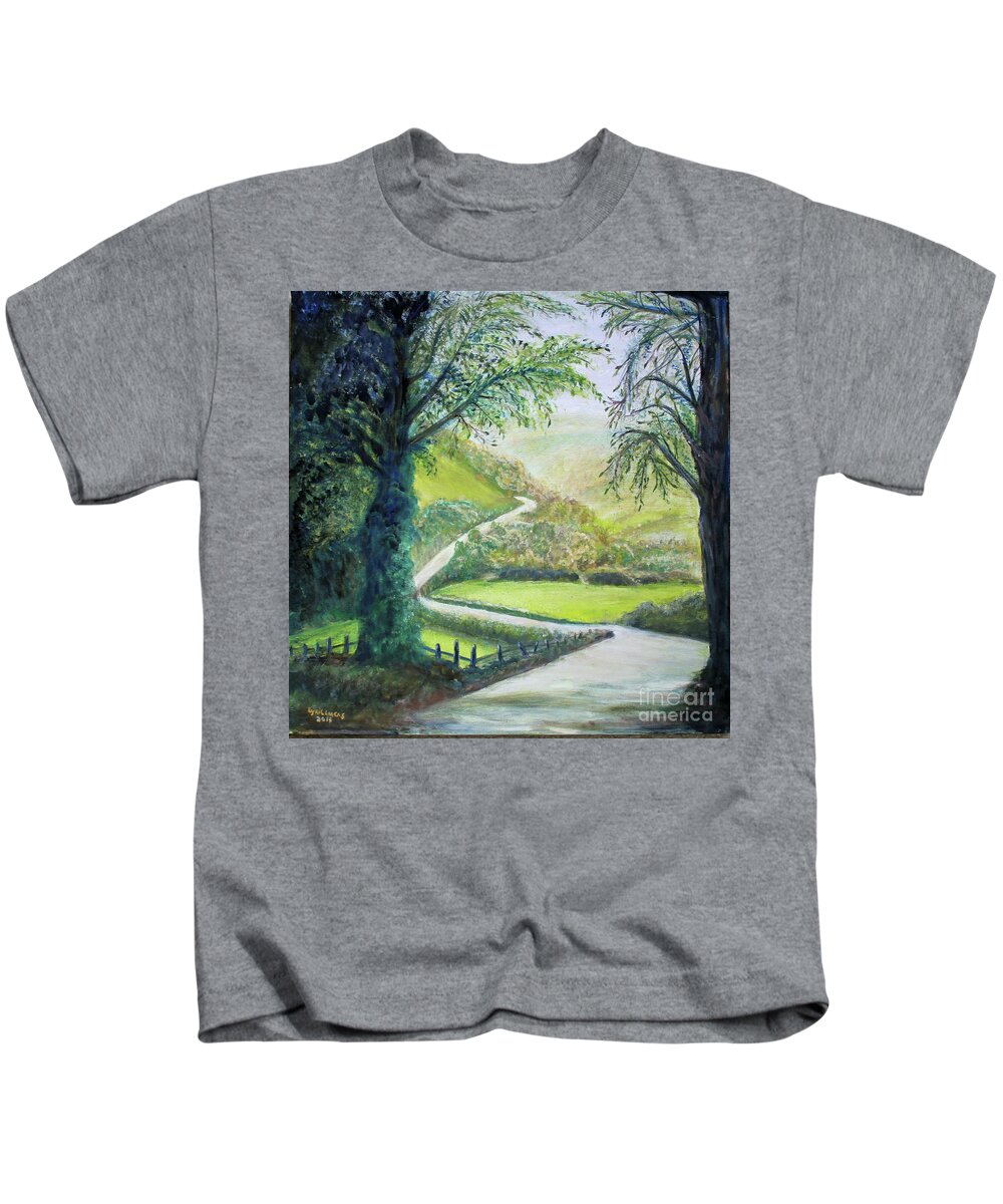 Landscape Kids T-Shirt featuring the painting Road To Tranquility by Lyric Lucas
