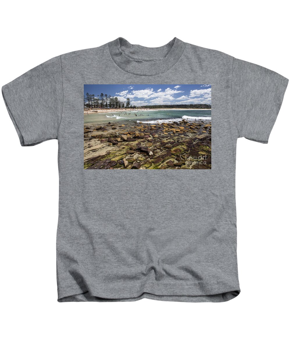 Rocks Kids T-Shirt featuring the photograph Rocks at Dee Why Beach by Sheila Smart Fine Art Photography