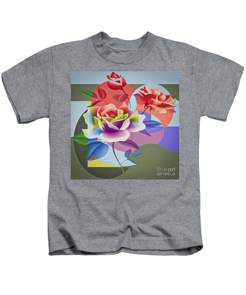 Abstract Kids T-Shirt featuring the digital art Roses For Her by Eleni Synodinou