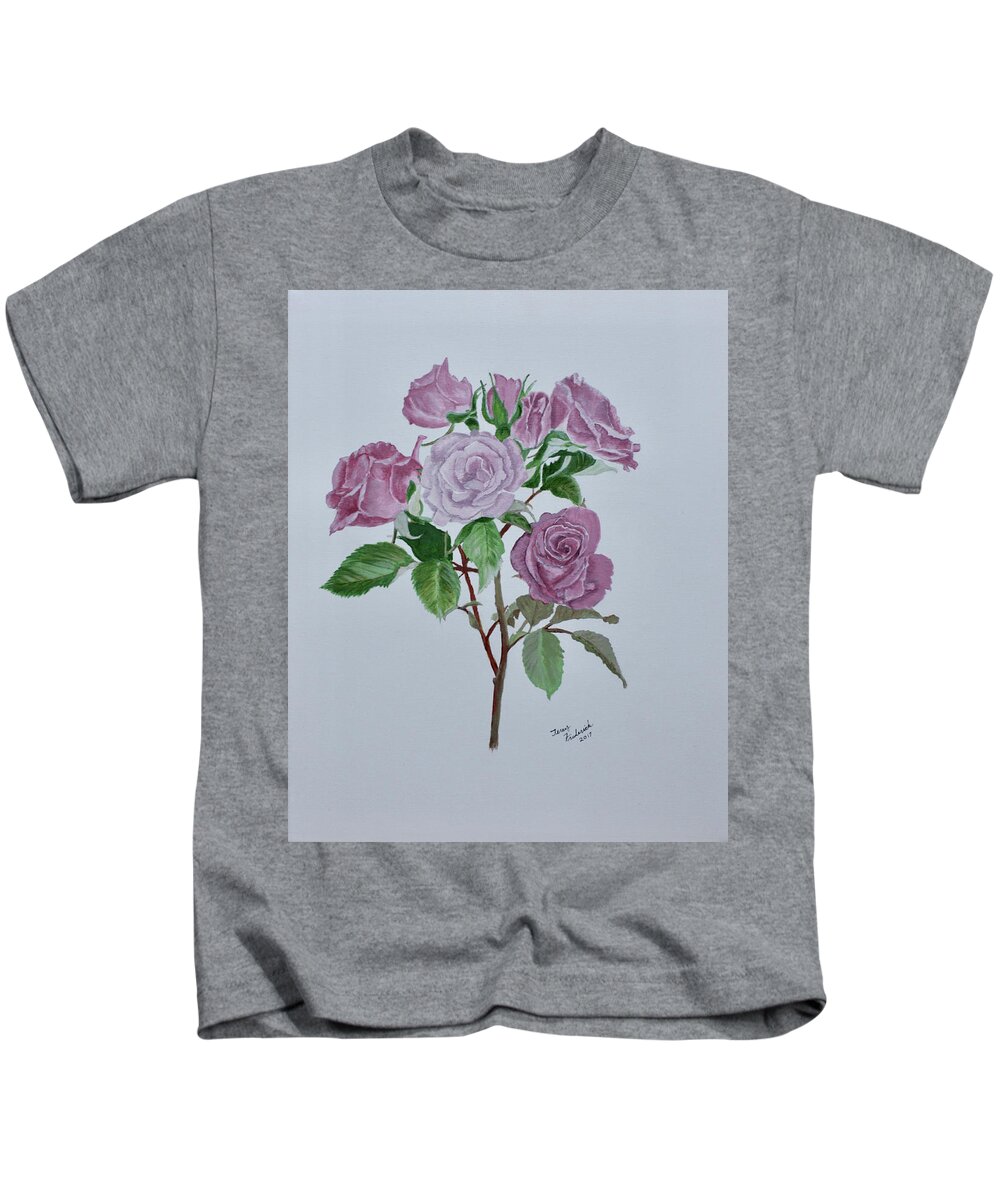 Roses Kids T-Shirt featuring the painting Roses by Terry Frederick