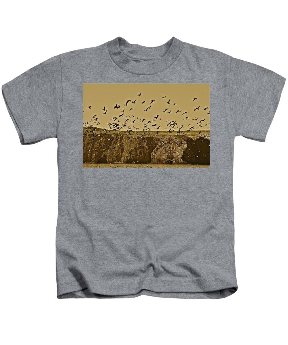 Birds Kids T-Shirt featuring the photograph Run For Cover by Diana Hatcher