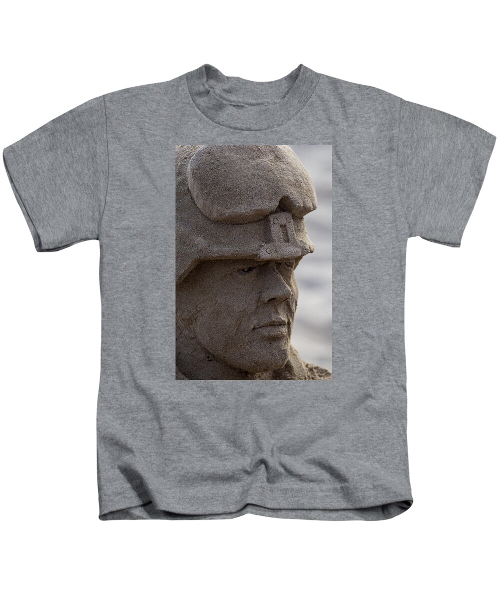 Soldier Kids T-Shirt featuring the photograph Sand Carved Soldier by Shawn Jeffries