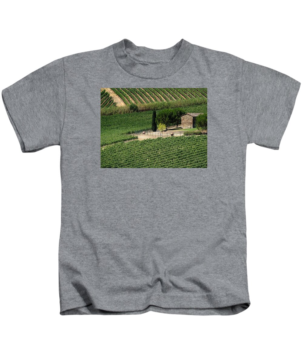 Montefioralle Kids T-Shirt featuring the photograph Sangiovese Vineyard by Gary Karlsen